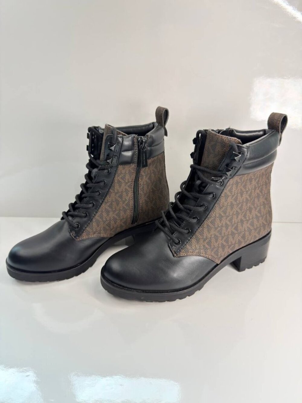 Michael Kors Combat Boots – Signature MK Logo, Women’s Size 5